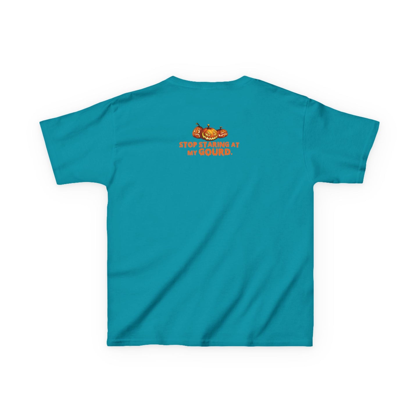 Trendy Halloween Vibes – Kids ‘Too Gourd to Be True’ Shirt for Fall Outings & Costumes