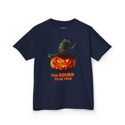 Halloween Kids T-Shirt, Too Gourd to Be True Tee, Funny Pumpkin Shirt, Kids Halloween Costume, Fall Family Outing Outfit, Trick or Treat Tee