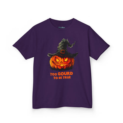 Halloween Kids T-Shirt, Too Gourd to Be True Tee, Funny Pumpkin Shirt, Kids Halloween Costume, Fall Family Outing Outfit, Trick or Treat Tee