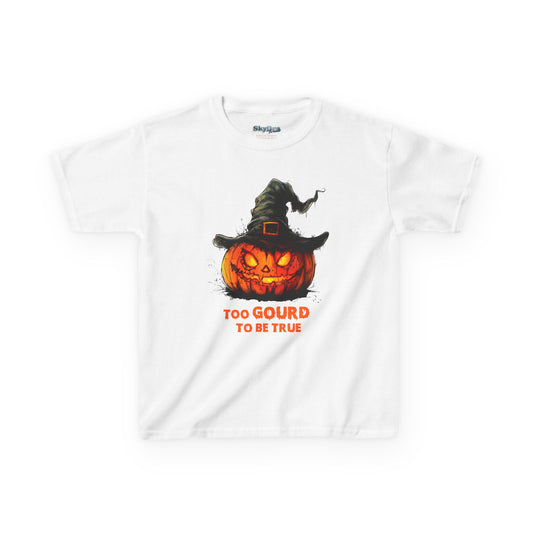 Halloween Kids T-Shirt, Too Gourd to Be True Tee, Funny Pumpkin Shirt, Kids Halloween Costume, Fall Family Outing Outfit, Trick or Treat Tee