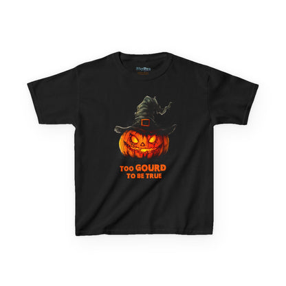 Halloween Kids T-Shirt, Too Gourd to Be True Tee, Funny Pumpkin Shirt, Kids Halloween Costume, Fall Family Outing Outfit, Trick or Treat Tee