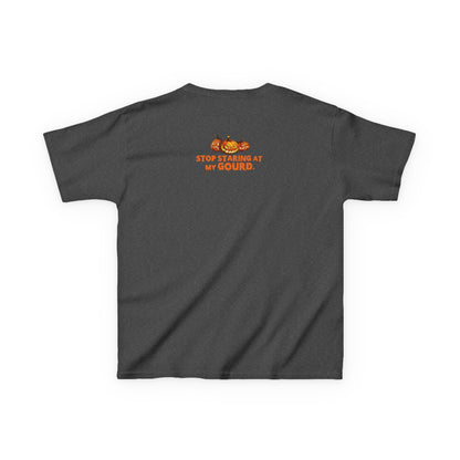 Trendy Halloween Vibes – Kids ‘Too Gourd to Be True’ Shirt for Fall Outings & Costumes