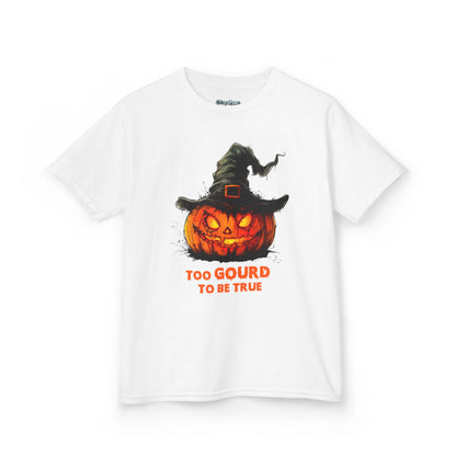 Halloween Kids T-Shirt, Too Gourd to Be True Tee, Funny Pumpkin Shirt, Kids Halloween Costume, Fall Family Outing Outfit, Trick or Treat Tee