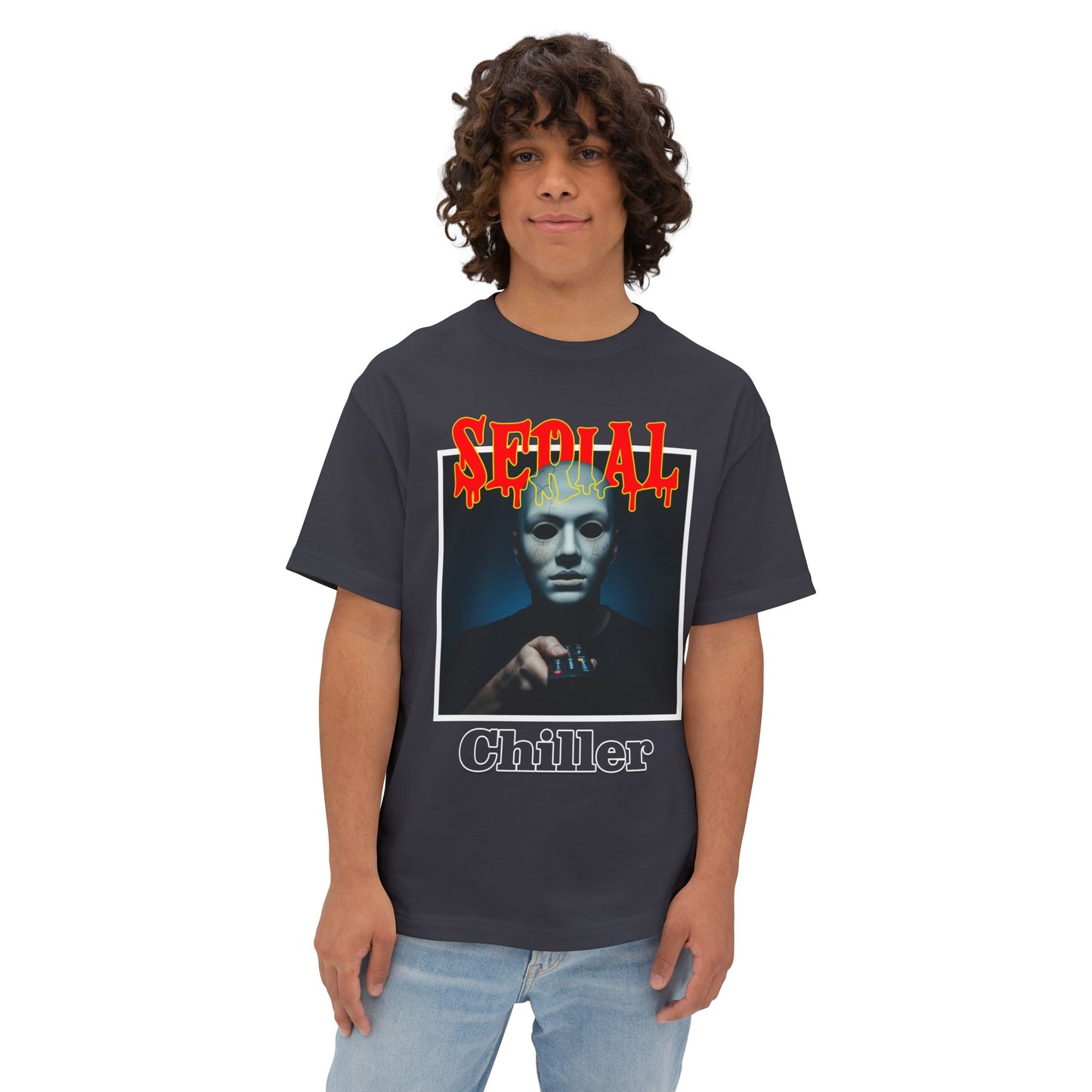 Serial Chiller" Oversized Tee – Unisex Halloween Shirt for the Laid-Back & Slightly Twisted | Spooky Vibes, Cozy Fit, Killer Style