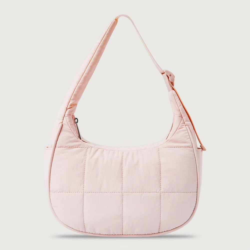 Puffer Crescent Bag for Women Quilted Underarm Bag Nylon Adjustable Strap Shoulder Purse Hobo Bag for Work Travel
