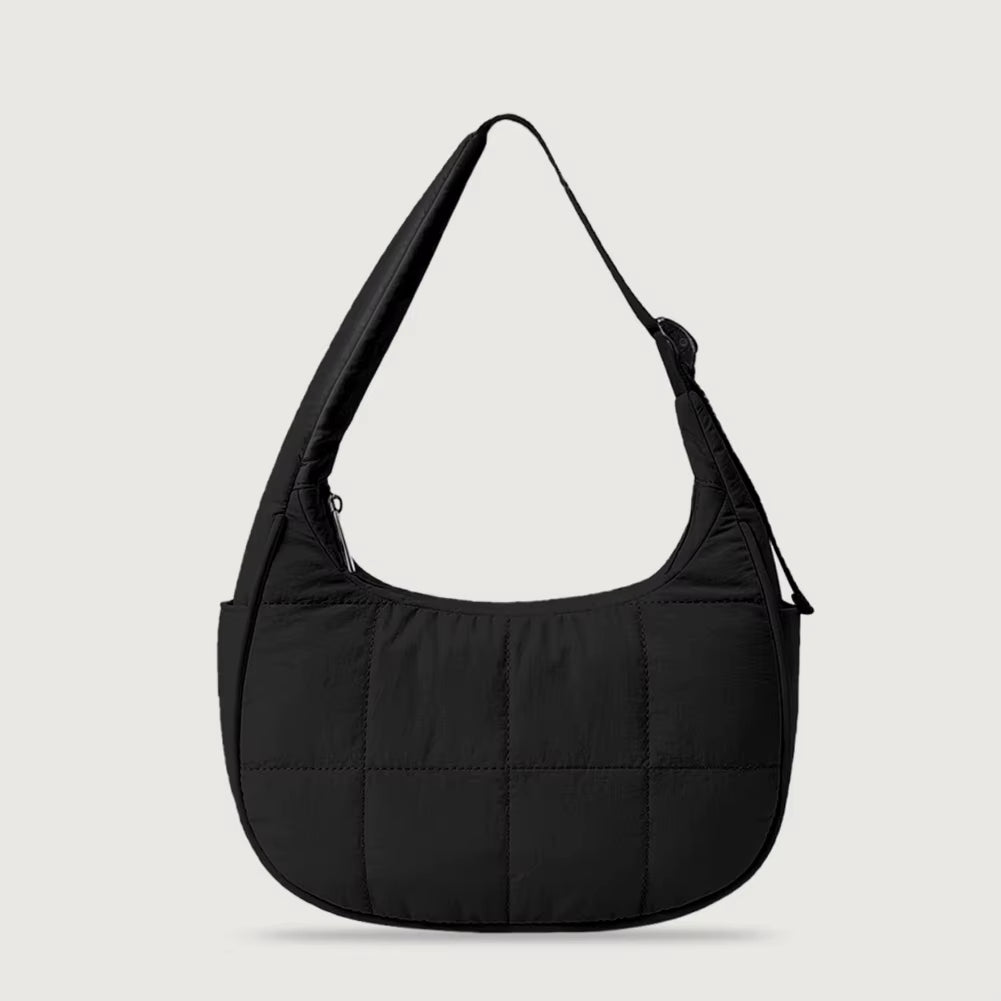 Puffer Crescent Bag for Women Quilted Underarm Bag Nylon Adjustable Strap Shoulder Purse Hobo Bag for Work Travel