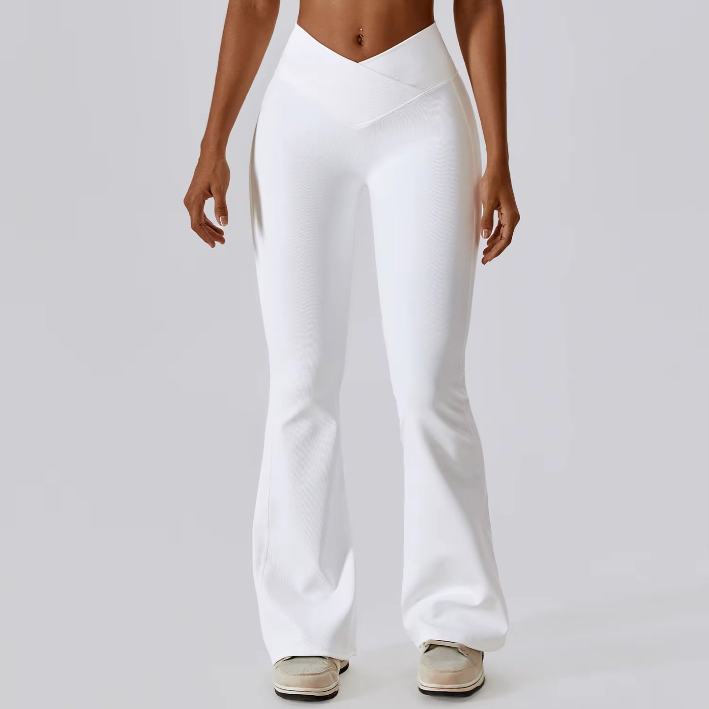 Leggings Flare Long Pants Women Solid Slim Fit Regular Splice Trousers Sheath Tight High Waist Pant Office Ladies Spring 2024