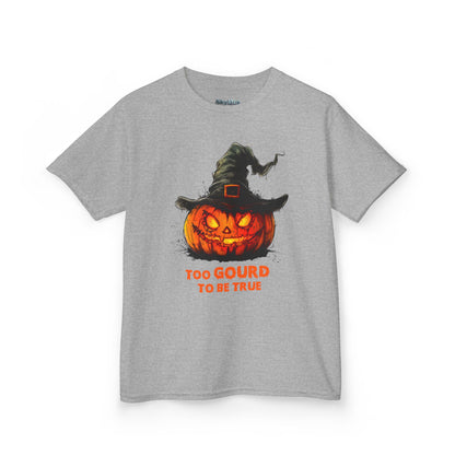 Halloween Kids T-Shirt, Too Gourd to Be True Tee, Funny Pumpkin Shirt, Kids Halloween Costume, Fall Family Outing Outfit, Trick or Treat Tee