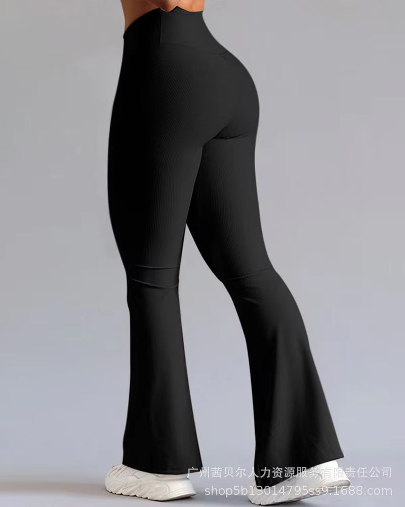 Leggings Flare Long Pants Women Solid Slim Fit Regular Splice Trousers Sheath Tight High Waist Pant Office Ladies Spring 2024
