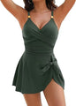 Tummy Control Women Swimdress Sexy One Piece Slim & Comfortable Ruched & Cross Swimwear Elasticity & Quick Drying Beachwear 2025